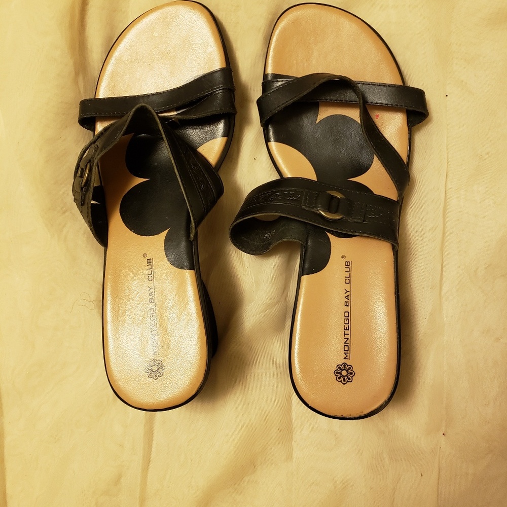 Black Montego Bay Club Strap Wedge Sandal